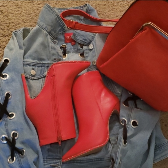 Red Ankle Boots - Picture 10 of 10